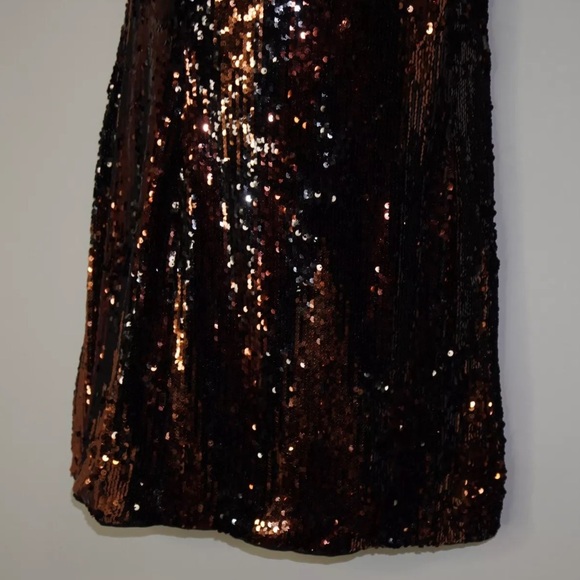 By Anthropologie Strapless Sequin Mini Dress Size: 22W New Black & Copper NWT - Picture 5 of 12